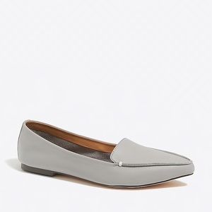 J Crew Grey Leather Pointed Toe Loafers (s 7)